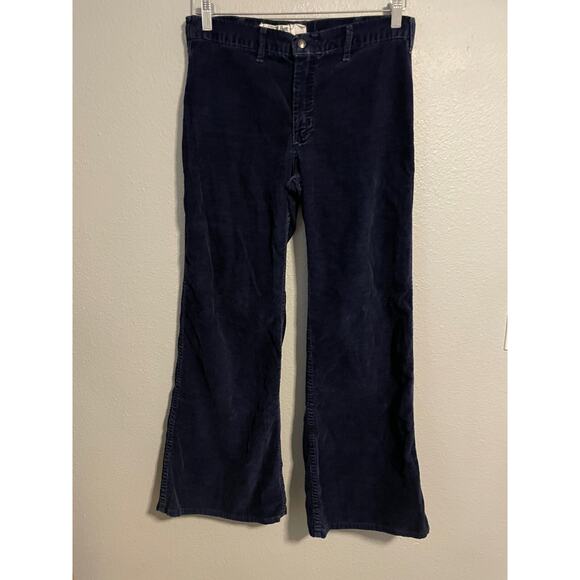 Vintage Landlubber Womens Hip Hugger Bell Bottom Pants 32x30 Navy Corduroy 60s
